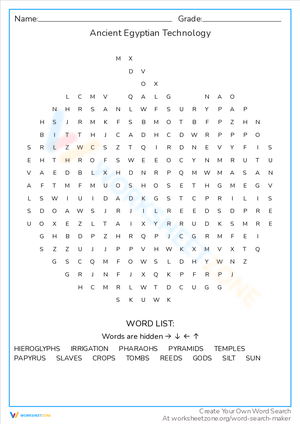 Discovering Ancient Egyptian Technology: Worksheet