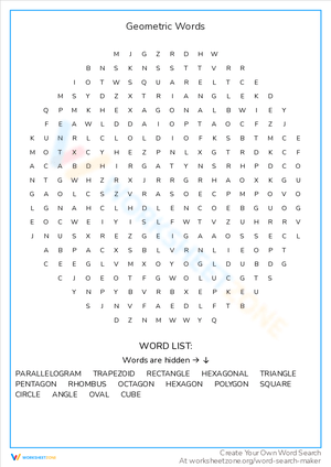 Geometric Words: A Vocabulary Worksheet