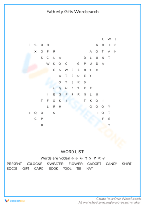 Fatherly Gifts Word Search: A Tribute