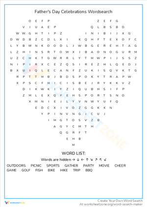 Father's Day Celebrations Word Search