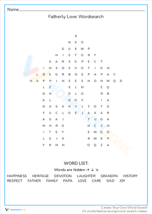 Fatherly Love Word Search: Express Affection