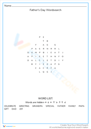Celebrate Fathers Day: A Festive Word Search