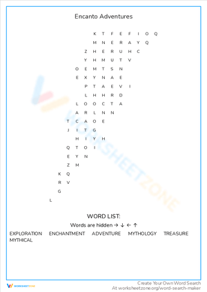 Embark on Encanto Adventures Word Search