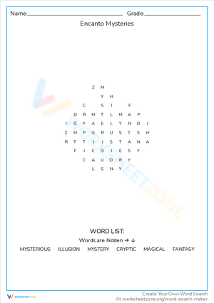 Solve Encanto Mysteries in this Word Search