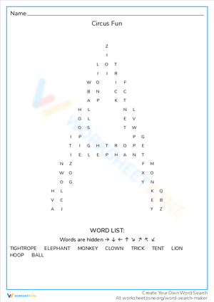 Join the Circus Fun with This Word Search!