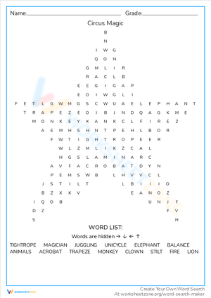 Uncover Circus Magic in This Word Search!