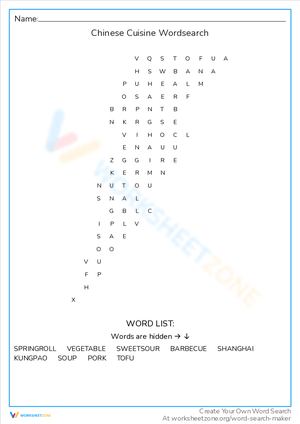 Explore Chinese Cuisine with Word Search!