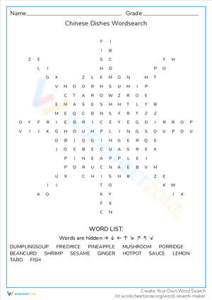 Find Chinese Dishes in This Word Search!