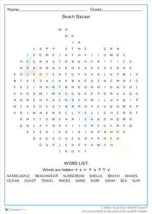 Explore a Beach Bazaar with This Word Search