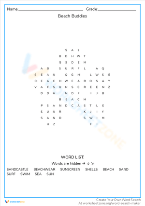 Connect with Beach Buddies Word Search