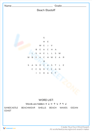 Experience a Beach Blastoff Word Search!