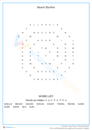 Cozy up with Beach Bonfire Word Search