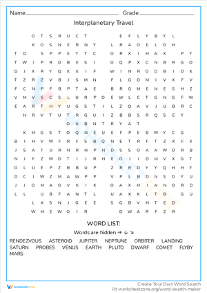 Plan Your Interplanetary Travel with Word Search