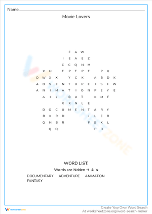 Worksheet for Movie Lovers