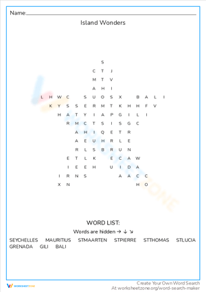 Island Wonders Worksheet