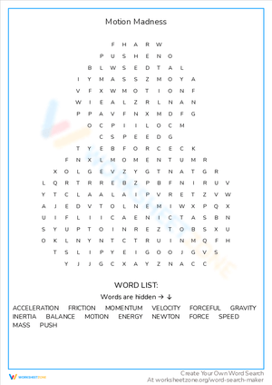 Motion Madness Worksheet