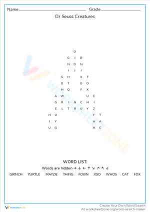 Explore Dr. Seuss Creatures: Fun Learning Worksheet
