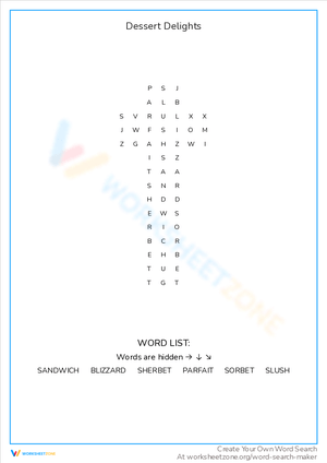Indulge in Dessert Delights: A Tasty Worksheet