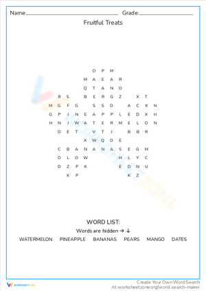 Explore Fruitful Treats: A Healthy Worksheet