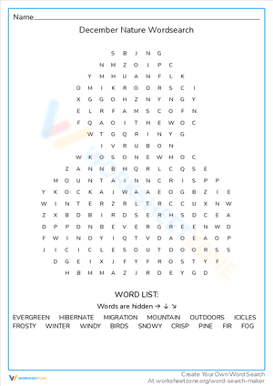 December Nature Word Search: Explore the Outdoors