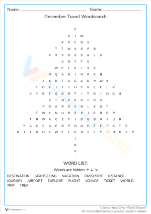 December Travel Word Search: Explore the World
