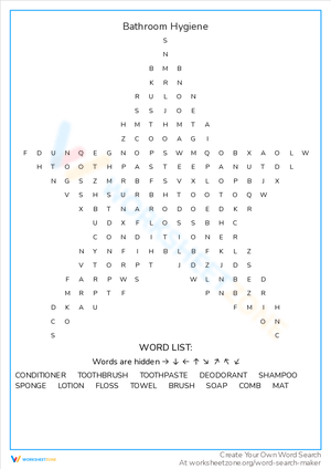 Bathroom Hygiene Word Search: Stay Healthy