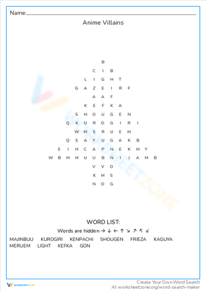 Anime Villains Word Search: Discover the Dark Side
