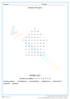 Anime Powers Word Search: Unleash Your Knowledge