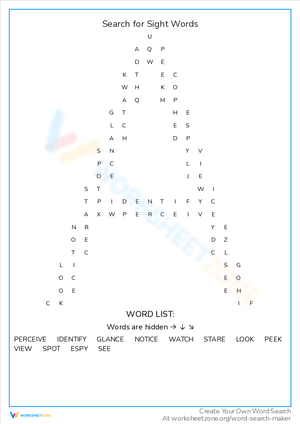 Search for Sight Words Worksheet