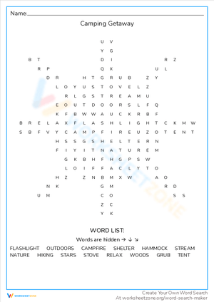 Camping Getaway Worksheet