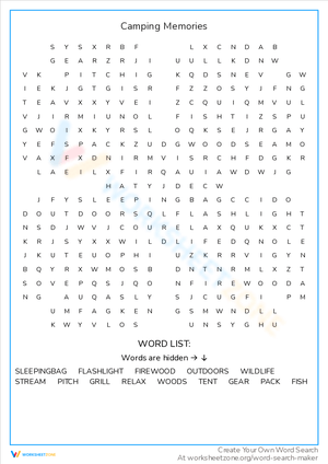 Camping Memories Worksheet