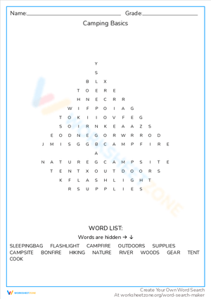 Camping Basics Worksheet