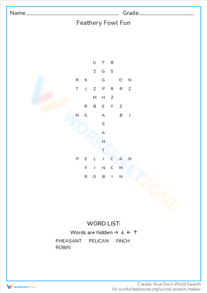 Feathery Fowl Fun Worksheet