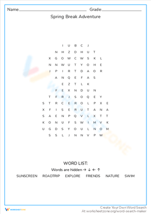 Embark on a Spring Break Adventure Word Challenge