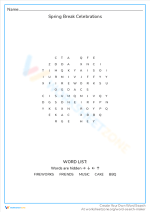 Join Spring Break Celebrations Word Challenge