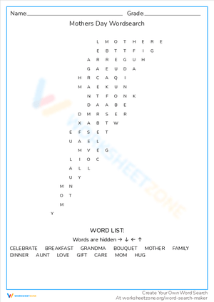 Celebrate Mother's Day with a Wordsearch