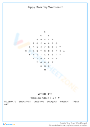 Enjoy a Happy Mom Day with Wordsearch