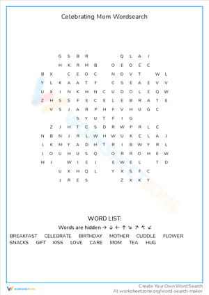 Fun Celebrating Mom with Wordsearch
