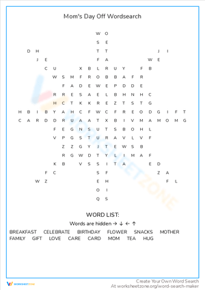 Enjoy Moms Day Off with a Wordsearch