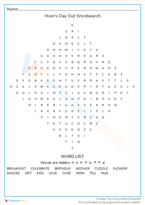 Plan Moms Day Out with Wordsearch Fun
