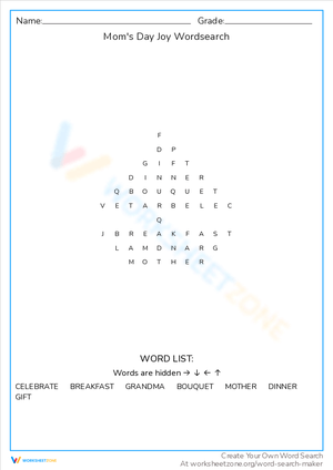 Find Moms Day Joy with a Wordsearch