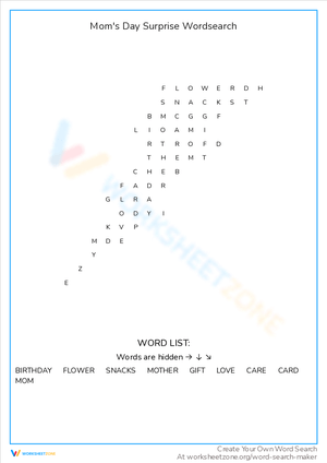 Plan Moms Day Surprise with Wordsearch