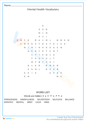 Improve Mental Health Vocabulary with this Worksheet