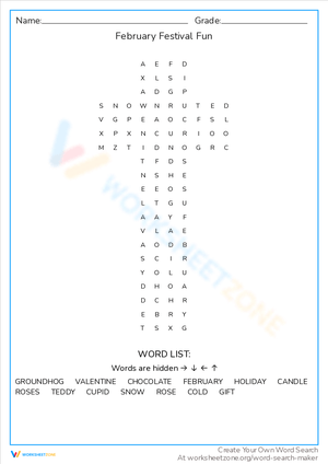 Festive February Festival Fun Worksheet