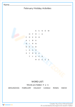 Lively February Holiday Activities Worksheet