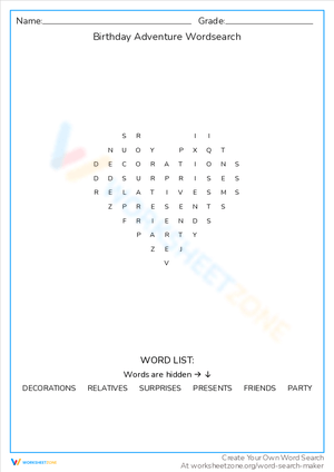 Embark on a Birthday Adventure Word Search
