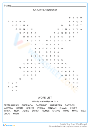 Uncover Ancient Civilizations Worksheet
