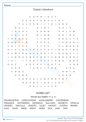 Explore Classic Literature with this Worksheet