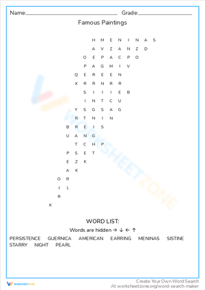 Learn Famous Paintings with this Worksheet