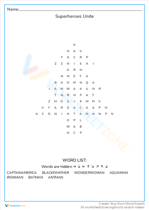 Superheroes Unite: Word Search Adventure